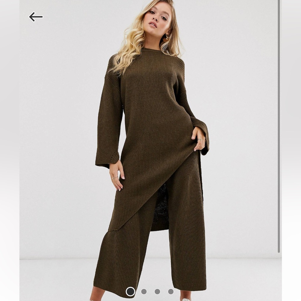 Micha Lounge split front tunic two-piece set wide leg pants Small Medium